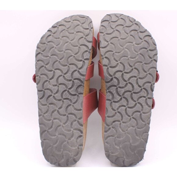 Birkenstock Birkis Red Leather Double Strap Sandals Size L7 M5 (38) Cork Footbed - Picture 8 of 10